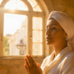 Practicante conectando con la sabiduría del Shabad Gurú y el Hukam diario.