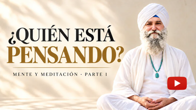 Kartar con turbante blanco en una miniatura sobre mente y meditación, con el texto «¿Quién está pensando?»
